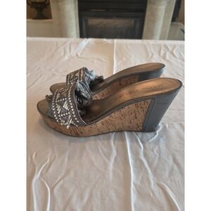 Marc Fischer Wedge Shoe Women's Size 9.5M Silver Good Condition